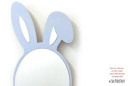 Safety Mirror Bunny Ears Duck Egg With Led Light - Wall Decor Nursery Kid Wooden