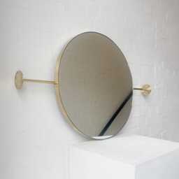 Wall-To-Wall Orbis Round Modern Mirror With Brushed Brass Frame - thumbnail 2
