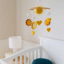 Felt Baby Mobile With Suns & Hearts Unique Nursery Decor Handmade Shower Gift - thumbnail 4