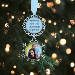Personalized Photo Memorial Christmas Ornament Angel Wings Tree Decoration, in Memory Image Bauble