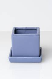 Purple Colorful Cube Ceramic Planter With Saucer, Planter, Small Plant Pot, Pot Succulent Mini