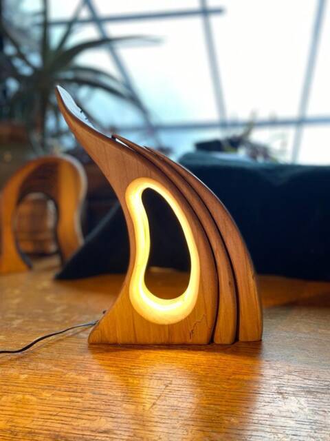 3 Dimensional Lamp -Hand-Carved Sculptural Wooden Light - image 1