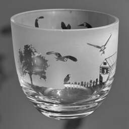 Barn Owl Candleholder - Crystal Glass Candle Holder With Barn Owl Frieze Design - Perfect For Ball Or Church Pillar Candle - thumbnail 1