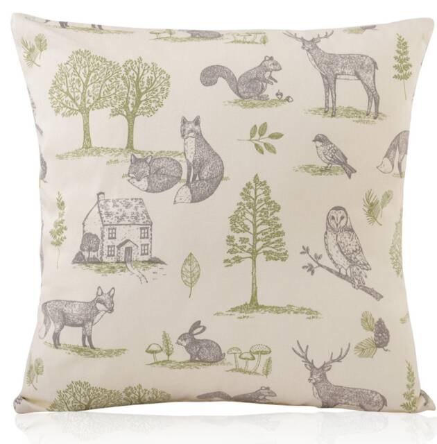 Handmade Forest Woodland Animal Cushion, Stag Deer Owl Fox Design - image 1