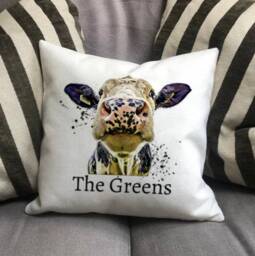 Personalised Holstein Fresian Cow Country Canvas Cushion - Customised Linen Cover With Inner Filler Farm Animal - thumbnail 3