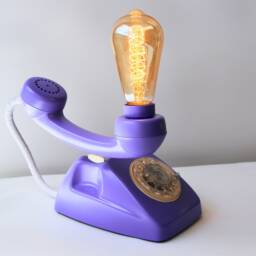 Recicled Vintage Lamp Made From Original Phone The 70S - thumbnail 4