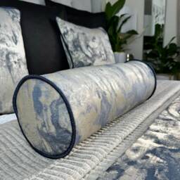 "Gold Navy Cushion, Bolster Cushion 16"" X 6" - thumbnail 4