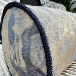 "Gold Navy Cushion, Bolster Cushion 16"" X 6" - thumbnail 2