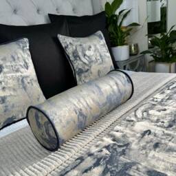 "Gold Navy Cushion, Bolster Cushion 16"" X 6"