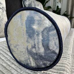 "Gold Navy Cushion, Bolster Cushion 16"" X 6" - thumbnail 3