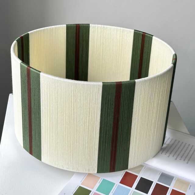 Handmade Yarn Wrapped Drum Lampshade Minimalist Table/Floor Lamp - image 1