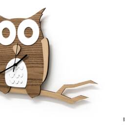 Owl Sitting On Twig - Wooden & Acrylic Wall Clock Kids Nursery Room Teens Baby - thumbnail 2