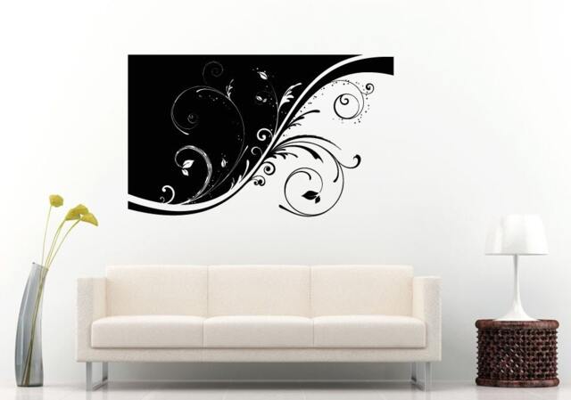 Flower Floral Swirl Tree Branch Bush Leaf Leaves Nature Plant Tribal Arrangement Wall Decal Vinyl Sticker Mural Room Decor L1067 - image 1