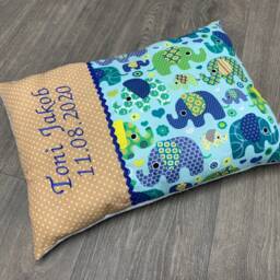 "Name Pillow Baby ""Elephant Green Beige" - thumbnail 2