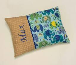 "Name Pillow Baby ""Elephant Green Beige" - thumbnail 1