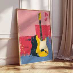 Electric Guitar Art Print - Retro Music Wall Colorful Abstract Poster Musician Gift Pop Home Decor Modern Artwork - thumbnail 2
