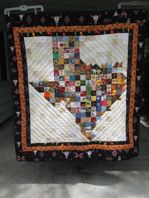 "Fiber Art Wall Hanging Texas Map - 57""Wx50""L Unique Western ""Texas" - image 1