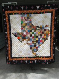 "Fiber Art Wall Hanging Texas Map - 57""Wx50""L Unique Western ""Texas" - thumbnail 1