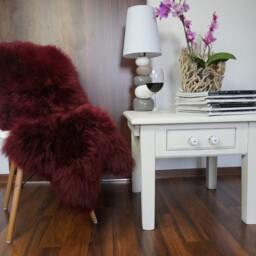 "Burgundy Sheepskin Throw Rug, Genuine Leather, Comfy Cozy - 48"" X 28" - thumbnail 3