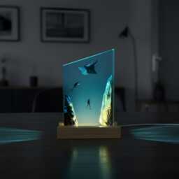 Manta Ray Diver Resin Night Light Ocean Led Desk Lamp - thumbnail 4