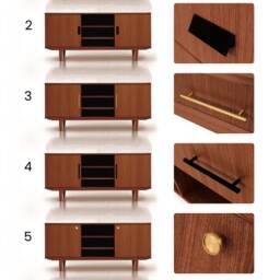 Mid-Century Sideboard, Dresser, Commode, Credenza Made Of Oak Vaneer - Teak Colour Livlo T-S14 - thumbnail 3
