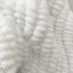 Hand Knitted Pom Baby Blanket - White Car Seat Size - Approx 48cmx50cm - thumbnail 2