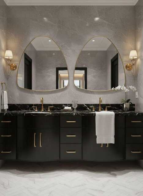 Handmade Asymmetrical Brass Arch Mirror - Modern Organic Design Mirrors - image 1