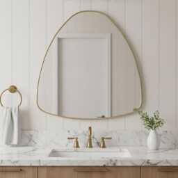 Handmade Asymmetrical Brass Arch Mirror - Modern Organic Design Mirrors - thumbnail 2