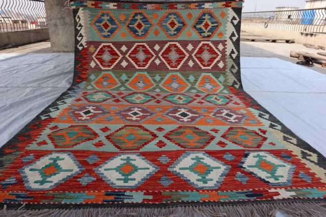 4'11x7'2 Flatweave Chubi Kilim Rug, Turkmen Oriental Rug, Afghan Tribal Maimana Vintage Rug For Bedroom, Livingroom - image 1