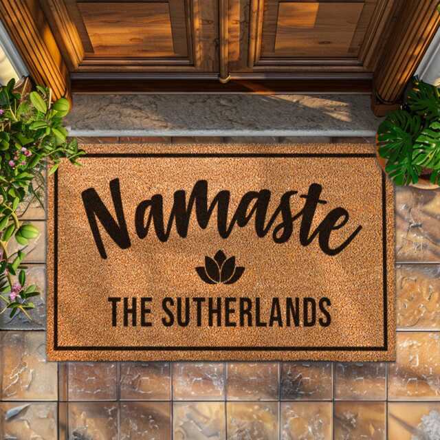 Namaste - Affirmation Doormat Custom Rug Lotus Flower Design Decor Outdoor Indoor - image 1
