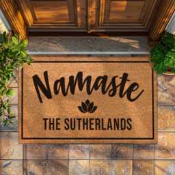 Namaste - Affirmation Doormat Custom Rug Lotus Flower Design Decor Outdoor Indoor