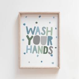 Set Of 3 Kids Bathroom Prints, Wash Your Hands Print, Decor, Nursery Signs, Wall Art - thumbnail 3