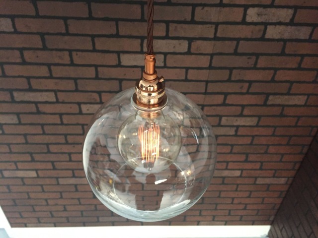 "Industrial Pendant -Copper 8"" Clear Glass Open Globe Shade With Patented ""Huila Connector" - image 1