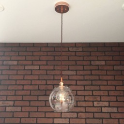"Industrial Pendant -Copper 8"" Clear Glass Open Globe Shade With Patented ""Huila Connector" - thumbnail 2