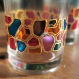 Small Handmade Stained Glass Style Tealight Holder - Archipelago Islands Design - thumbnail 4