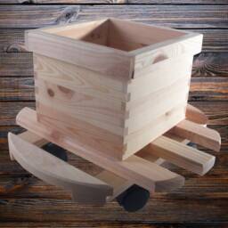 Wooden Plant Pot Trolley Stand - Round Or Square- Flower Dolly Planter Caddy Mover Holder With Wheels Unfinished Plain Pine To Decorate - thumbnail 4