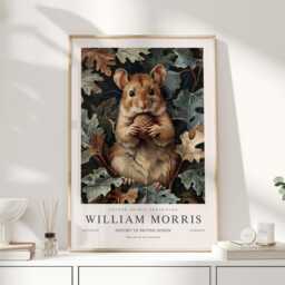 William Morris Print, Art, Exhibition Poster, Woodland Nursery Decor, Mouse Gifts, Nature Wall Animal Prints - thumbnail 1