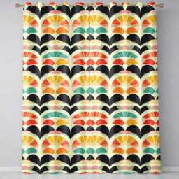 Abstract Sunrise Arch Layers Seamless Pattern Readymade Eyelet Ring Top Thermal 100% Blackout Curtains - thumbnail 2