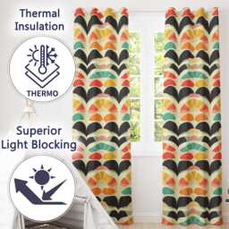 Abstract Sunrise Arch Layers Seamless Pattern Readymade Eyelet Ring Top Thermal 100% Blackout Curtains - thumbnail 3