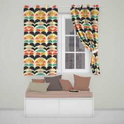 Abstract Sunrise Arch Layers Seamless Pattern Readymade Eyelet Ring Top Thermal 100% Blackout Curtains
