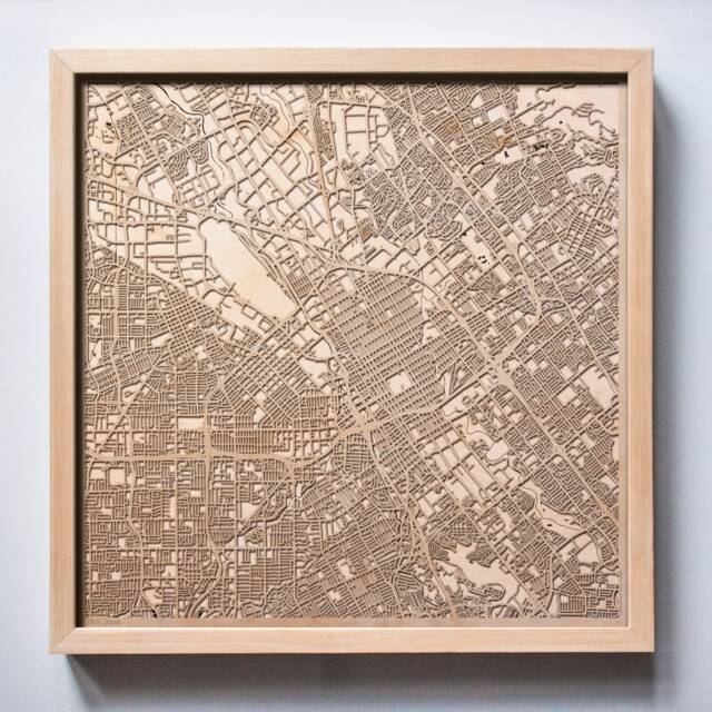 San Jose Wooden Street Map - Laser Cut 3D City Art, Framed - image 1