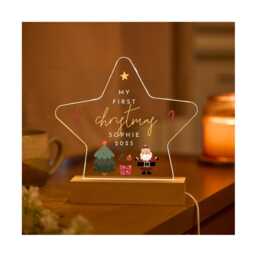Personalised First Christmas Gift For Boy Or Girl - Star Night Light Custom Baby Led Lamp Keepsake Child, Nephew, Niece, Son, Daughter - thumbnail 2