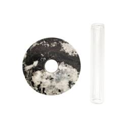 Upcycled Stone Prop Disc + Glass Tube - thumbnail 3