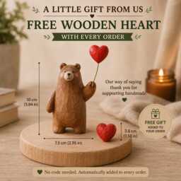 Wooden Bear Figurine With Balloon - Handcrafted Animal Decor Cute Ornament Gift Idea Nursery & Home Personalized Option - thumbnail 2