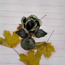 6Th Anniversary Gift, Iron Anniversary, Metal Rose Sculpture, Christmas Gift For Her, Forged Rose - thumbnail 3