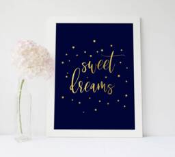 Sweet Dreams Gold Foil Print - Room Decor Nursery Contemporary Wall Art Handmade Gift Idea Bedroom - thumbnail 1