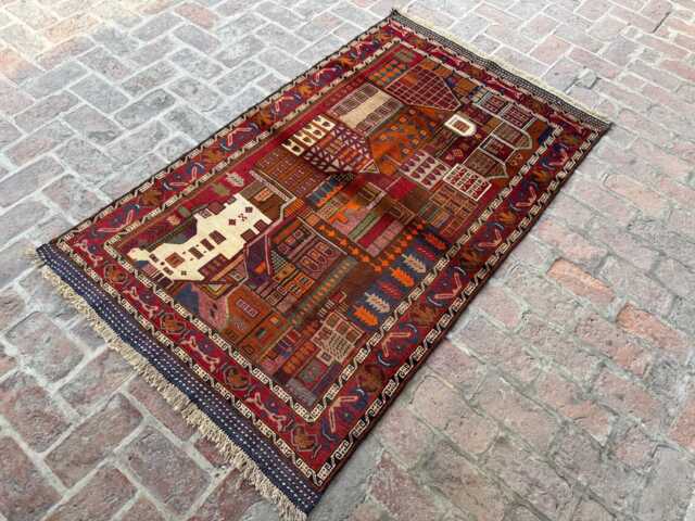 4x6 Afghan Pictorial Wool Rug - Handmade Floral Carpet Traditional Hand-Knotted Oriental Accent For Home, Office Or Gift Decor - image 1