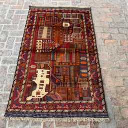 4x6 Afghan Pictorial Wool Rug - Handmade Floral Carpet Traditional Hand-Knotted Oriental Accent For Home, Office Or Gift Decor - thumbnail 2