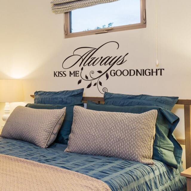 Always Kiss Me Goodnight Wall Decal Master Bedroom Decor Vinyl Sticker Love Quote Decorations Removable Bed Room Letters Quotes - 122 - image 1