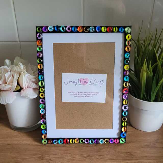 Colourful Glass Dragon/Cat Eye Flatbacks Photo Frame 6 X 8 Inches - image 1